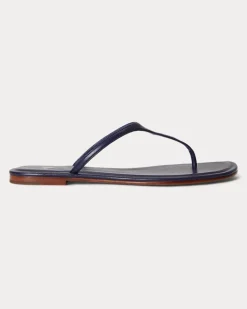 Leder-Zehenstegsandale Polo Play Blue