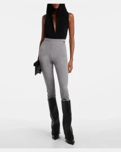 Leggings aus einem Wollgemisch Grau