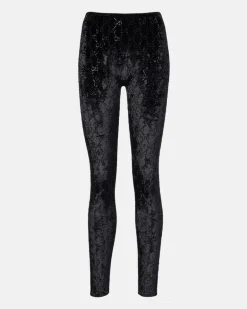 Leggings GG aus Chenille mit Kristallen Schwarz
