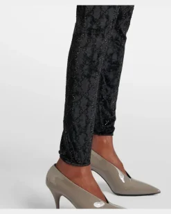 Leggings GG aus Chenille mit Kristallen Schwarz