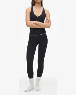 Leggings mit Kontrastpaspeln - Schwarz