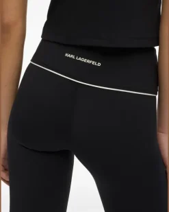 Leggings mit Kontrastpaspeln - Schwarz