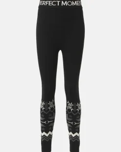 Leggings Nordic aus Wolle mit Intarsien Schwarz