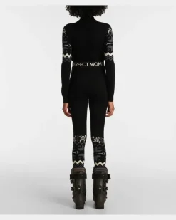 Leggings Nordic aus Wolle mit Intarsien Schwarz