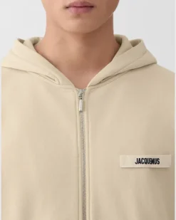 Le Hoodie Gros Grain Zippé - Beige