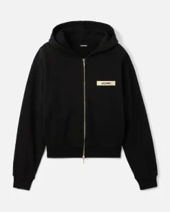 Le Hoodie Gros Grain Zippé - Schwarz
