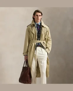 Leichter Trenchcoat aus Twill Tan