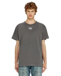 Leichtes Baumwoll-T-Shirt mit metallischem ovalem D-Logo - T-Shirts - Herren - Grau
