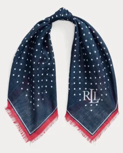 Leinen-Baumwoll-Tuch mit Punkten Blue