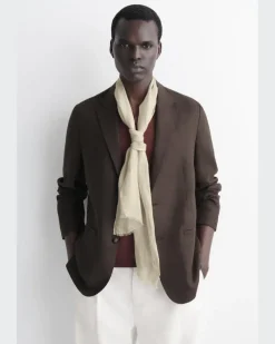 Leinenschal Mit Fransen Beige