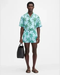 Le Maillot Puntini - Print Palmtrees Star Blau/Grün