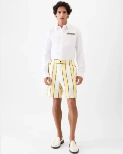 Le Short Aloe - Print Stripes Weiß/Gelb/Schwarz