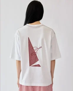 Le T-shirt Bateau - Embroidery Rot / Weiß Sails