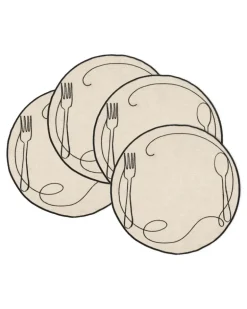 Line Drawing Tischsets aus Leinen (4er-Set) - Nude