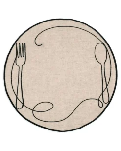 Line Drawing Tischsets aus Leinen (4er-Set) - Nude