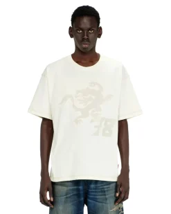 Lockeres T-Shirt mit Prints und Stickereien - T-Shirts - Herren - Weiss