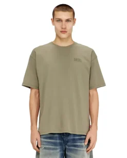 Locker geschnittenes T-Shirt mit Camouflage-Print auf dem Rücken - T-Shirts - Herren - Grün