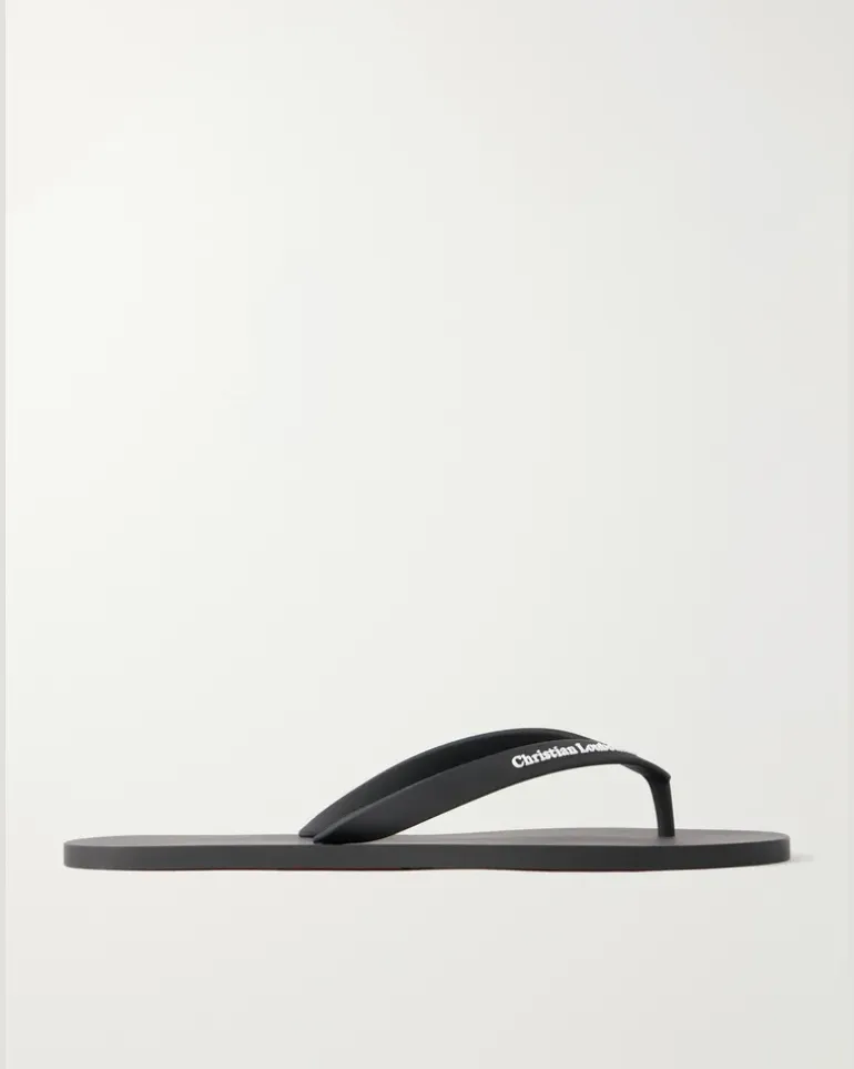 Logo-Embossed Rubber Flip Flops Black