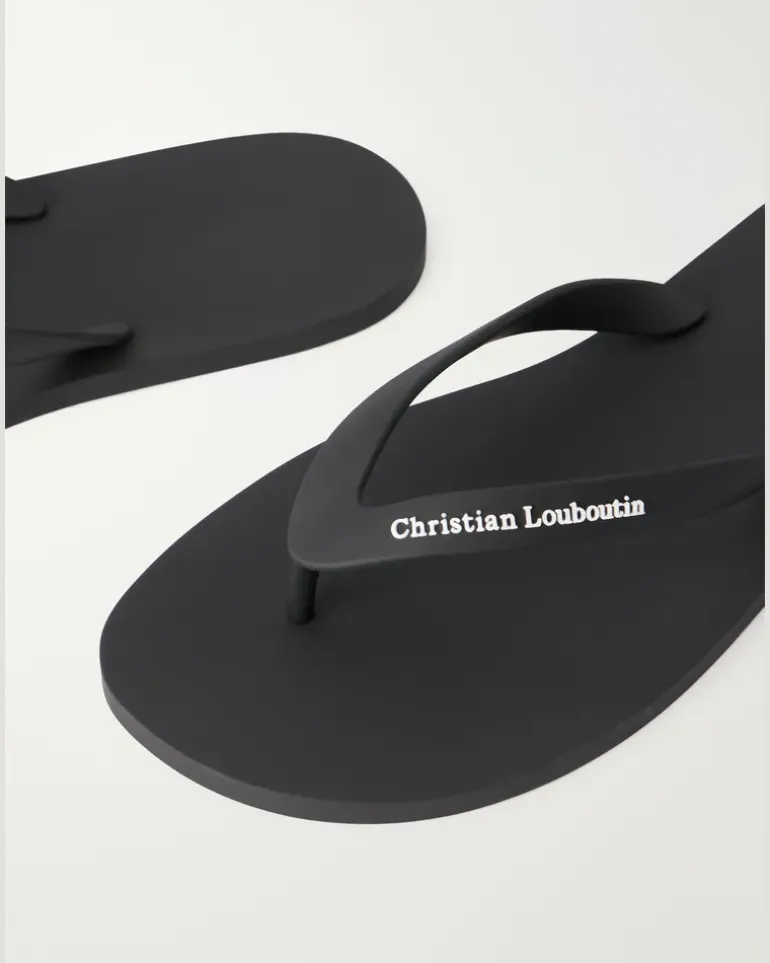 Logo-Embossed Rubber Flip Flops Black