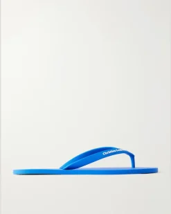 Logo-Embossed Rubber Flip Flops Blue
