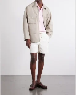 Logo-Embroidered Checked Linen and Cotton-Blend Shirt Pink