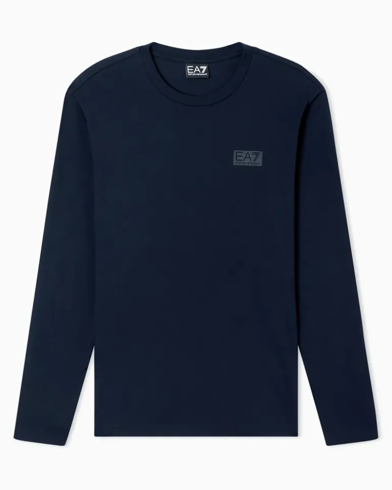 Logo Series Langarmshirt aus Baumwoll-Jersey Marineblau