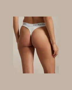 Logo-String-Tanga mit mittlerer Leibhöhe White