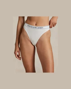 Logo-String-Tanga mit mittlerer Leibhöhe White