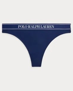 Logo-String-Tanga mit mittlerer Leibhöhe Blue