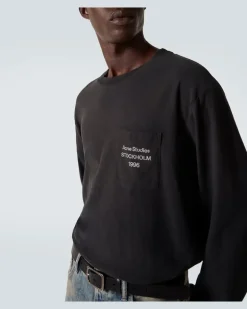 Longsleeve aus einem Baumwollgemisch Schwarz