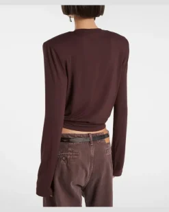 Longsleeve aus einem Baumwollgemisch Braun