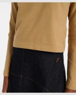 Longsleeve Gros Grain aus einem Baumwollgemisch Beige