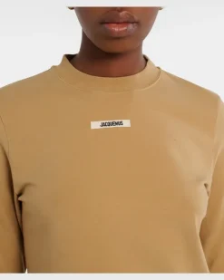 Longsleeve Gros Grain aus einem Baumwollgemisch Beige