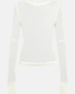 Longsleeve mit Pailletten Weiß