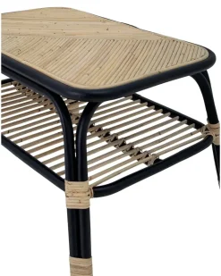 Loue Regaltisch aus Rattan - Schwarz