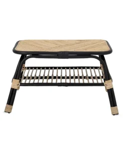 Loue Regaltisch aus Rattan - Schwarz