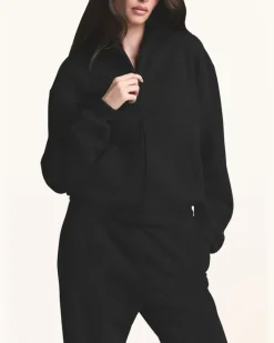 Lounge-Sweatjacke Cotton-Fleece schwarz Onyx