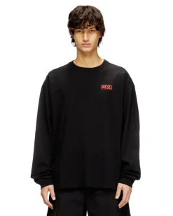 Lässig geschnittenes Langarm-T-Shirt mit Biscotto-Logo - T-Shirts - Herren - Schwarz
