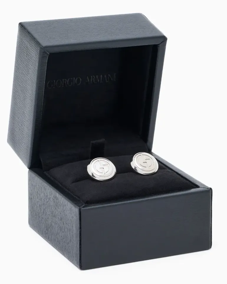 Manschettenknöpfe aus Silber mit Logo Grau