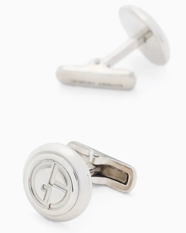 Manschettenknöpfe aus Silber mit Logo Grau