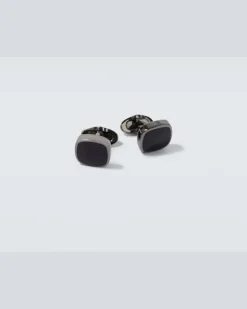 Manschettenknöpfe aus Sterlingsilber mit Emaille Schwarz