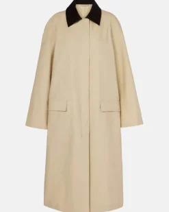 Mantel aus Baumwoll-Gabardine mit Cord Beige