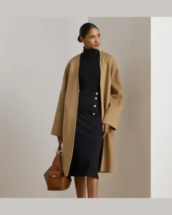 Mantel aus beidseitiger Wollmischung Tan