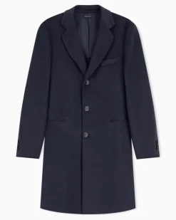 Mantel aus doppellagigem kaschmirstoff Marineblau