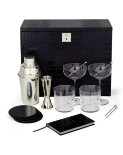 Mara Cocktailbox-Set mit Kroko-Effekt - Blau