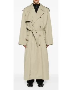 Maxi-Trenchcoat mit Gürtel - Nude