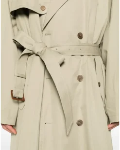 Maxi-Trenchcoat mit Gürtel - Nude