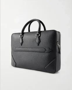 Medium Full-Grain Leather Briefcase Black