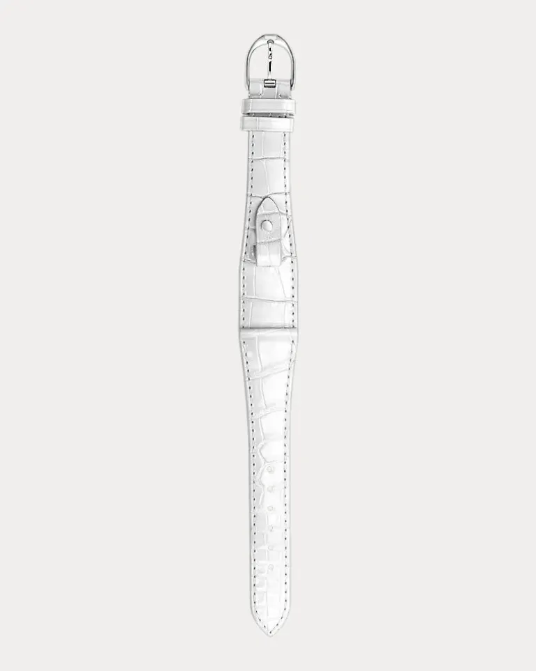 Medium-Stirrup-Armband, Alligatorleder White