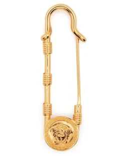 Medusa Brosche im Sicherheitsnadel-Design - Gold